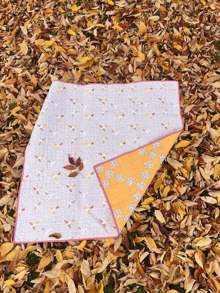 Handmade Baby Quilt: Yellow Floral Irish Chain